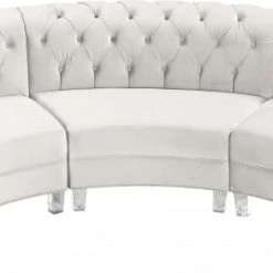 Meridian Furniture Living Room Anabella Modular 3 Piece Velvet Sectional