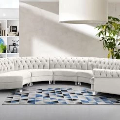 Meridian Furniture Living Room Anabella Modular 5 Piece Velvet Sectional