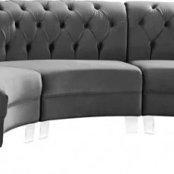 Meridian Furniture Living Room Anabella Modular 3 Piece Velvet Sectional