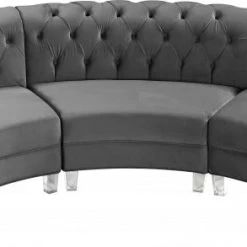 Meridian Furniture Living Room Anabella Modular 3 Piece Velvet Sectional