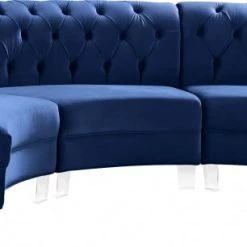 Meridian Furniture Living Room Anabella Modular 3 Piece Velvet Sectional