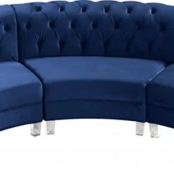 Meridian Furniture Living Room Anabella Modular 3 Piece Velvet Sectional