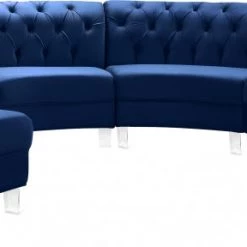 Meridian Furniture Living Room Anabella Modular 5 Piece Velvet Sectional