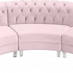 Meridian Furniture Living Room Anabella Modular 3 Piece Velvet Sectional