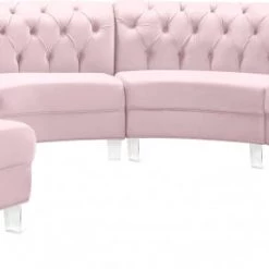 Meridian Furniture Living Room Anabella Modular 5 Piece Velvet Sectional