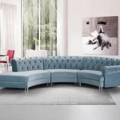 Meridian Furniture Living Room Anabella Modular 3 Piece Velvet Sectional