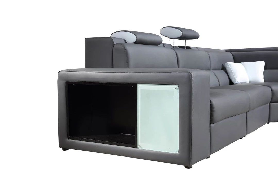 VIG Divani Casa Polaris - Contemporary Bonded Leather U Shaped Sectional Sofa With Lights Living Room