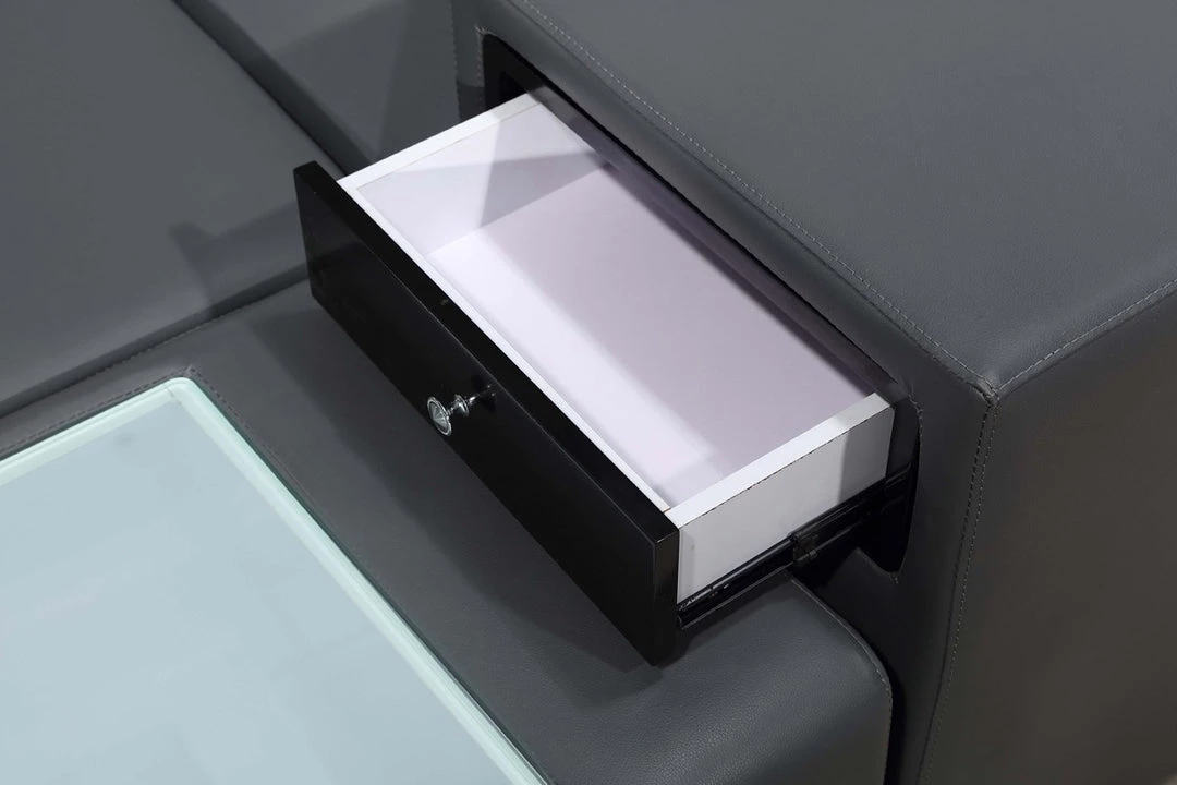 VIG Divani Casa Polaris - Contemporary Bonded Leather U Shaped Sectional Sofa With Lights Living Room