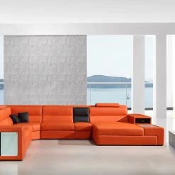 VIG Divani Casa Polaris - Contemporary Bonded Leather U Shaped Sectional Sofa With Lights Living Room