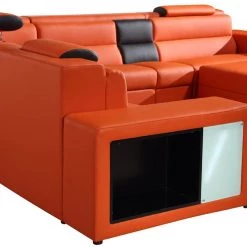 VIG Divani Casa Polaris - Contemporary Bonded Leather U Shaped Sectional Sofa With Lights Living Room
