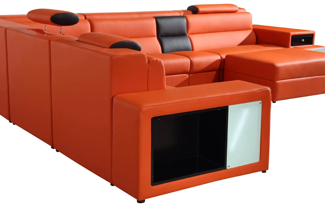VIG Divani Casa Polaris - Contemporary Bonded Leather U Shaped Sectional Sofa With Lights Living Room