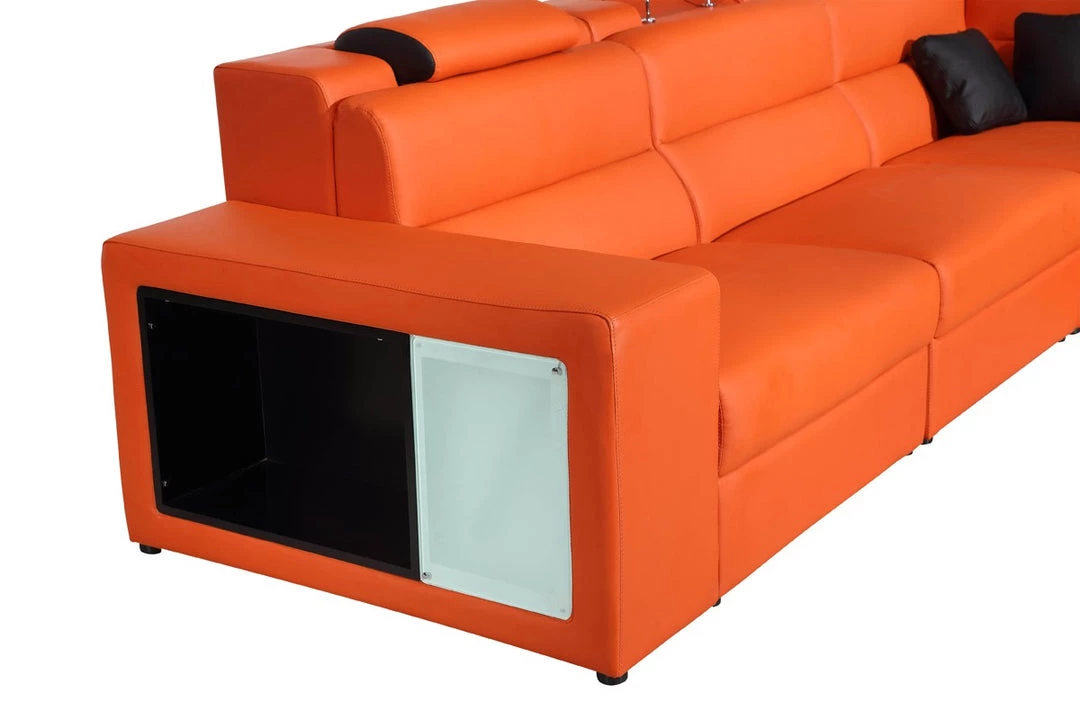 VIG Divani Casa Polaris - Contemporary Bonded Leather U Shaped Sectional Sofa With Lights Living Room