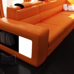 VIG Divani Casa Polaris - Contemporary Bonded Leather U Shaped Sectional Sofa With Lights Living Room