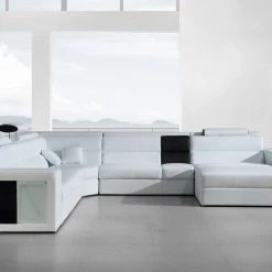 VIG Divani Casa Polaris - Contemporary Bonded Leather U Shaped Sectional Sofa With Lights Living Room