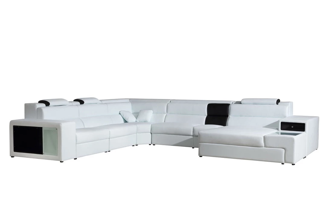 VIG Divani Casa Polaris - Contemporary Bonded Leather U Shaped Sectional Sofa With Lights Living Room
