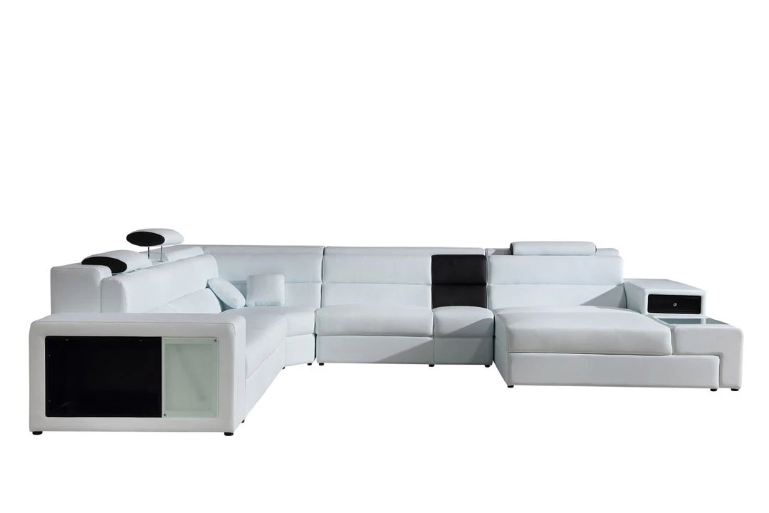 VIG Divani Casa Polaris - Contemporary Bonded Leather U Shaped Sectional Sofa With Lights Living Room