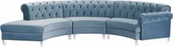 Meridian Furniture Living Room Anabella Modular 3 Piece Velvet Sectional