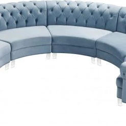 Meridian Furniture Living Room Anabella Modular 5 Piece Velvet Sectional