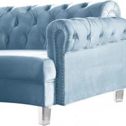 Meridian Furniture Living Room Anabella Modular 5 Piece Velvet Sectional