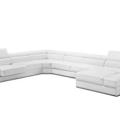 VIG Living Room Divani Casa Pella - Modern White Bonded Leather U Shaped Sectional Sofa