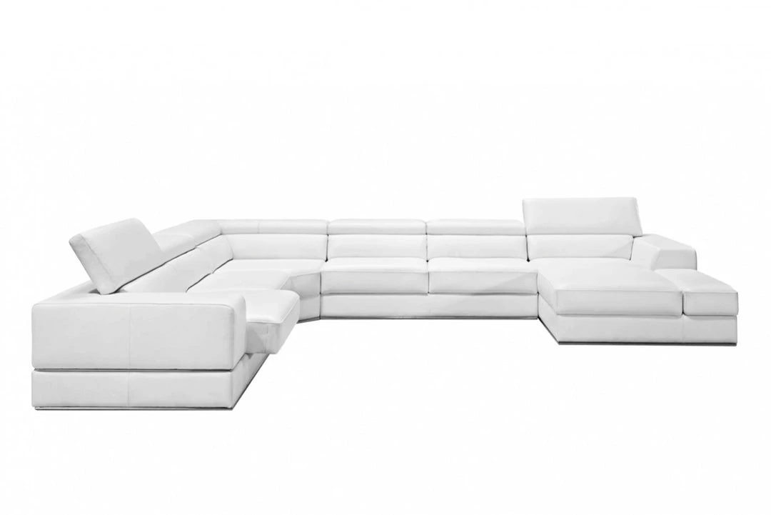 VIG Living Room Divani Casa Pella - Modern White Bonded Leather U Shaped Sectional Sofa
