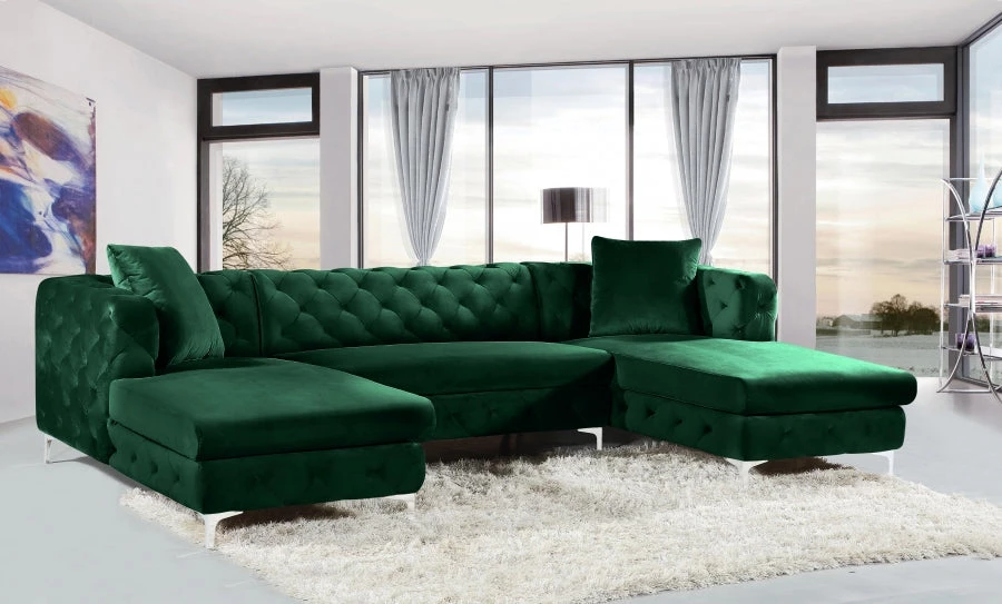 Meridian Furniture Gail Velvet 3 Piece Sectional Living Room
