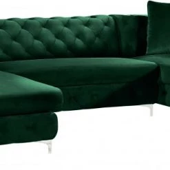 Meridian Furniture Gail Velvet 3 Piece Sectional Living Room