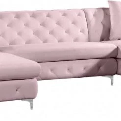 Meridian Furniture Gail Velvet 3 Piece Sectional Living Room