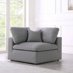 Meridian Furniture Serene Linen Deluxe Cloud Modular Overstuffed Chair Living Room