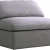Meridian Furniture Serene Linen Deluxe Cloud Modular Overstuffed Armless Chair Living Room