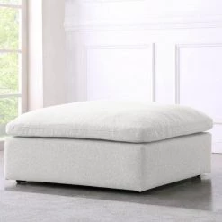 Meridian Furniture Serene Linen Deluxe Cloud Modular Overstuffed Ottoman Bedroom
