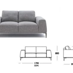 VIG Divani Casa Arthur Modern Medium Grey Fabric Sofa & Loveseat Set