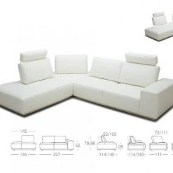 VIG Living Room Divani Casa Martha - Modern White Leather Right Facing Sectional Sofa