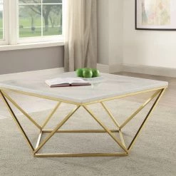 Coaster Jagan Gold Faux Marble Coffee Table