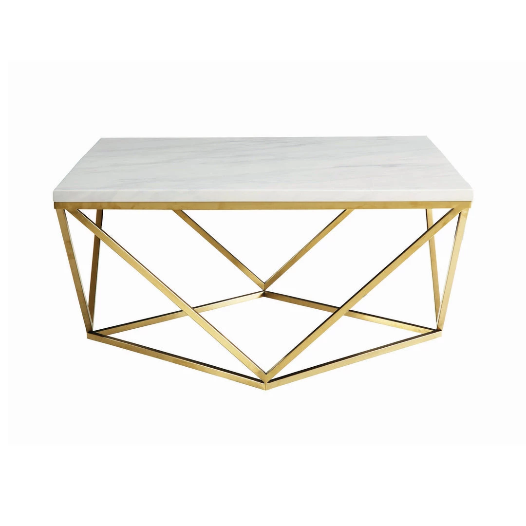 Coaster Jagan Gold Faux Marble Coffee Table