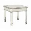 Coaster Living Room Felicity Square Beveled Top End Table Silver