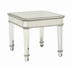 Coaster Living Room Felicity Square Beveled Top End Table Silver
