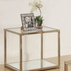 Coaster Casey Mirrored End Table With Shelf Living Room