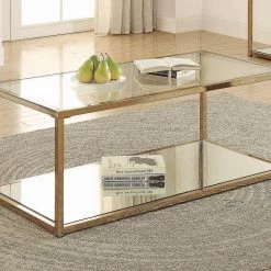 Coaster Living Room Casey Mirrored Coffee Table With Shelf