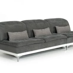 VIG David Ferrari Horizon - Modern Grey Fabric + White Leather U Shaped Sectional Sofa