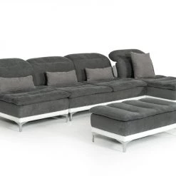 VIG David Ferrari Horizon - Modern Grey Fabric + White Leather U Shaped Sectional Sofa
