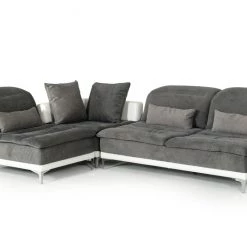 VIG David Ferrari Horizon - Modern Grey Fabric + White Leather U Shaped Sectional Sofa