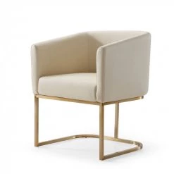 VIG Dining Room Modrest Yukon - Modern Beige Bonded And Antique Brass Dining Chair
