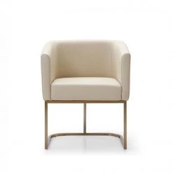 VIG Dining Room Modrest Yukon - Modern Beige Bonded And Antique Brass Dining Chair