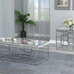 Coaster Ilsa Geometric Frame Square End Table