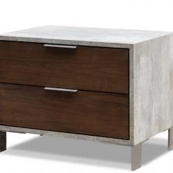 VIG Nova Domus Conner Modern Dark Walnut & Faux Concrete Bedroom Set Beds & Headboards