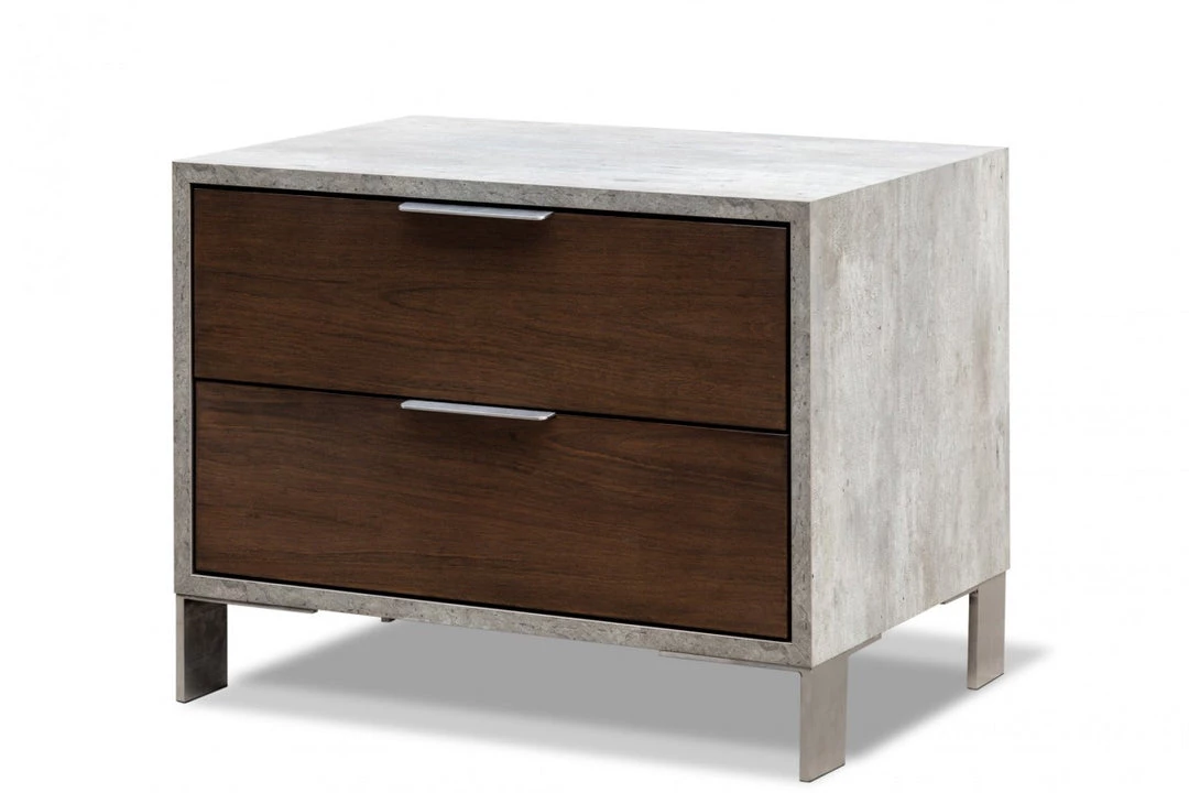 VIG Nova Domus Conner Modern Dark Walnut & Faux Concrete Bedroom Set Beds & Headboards