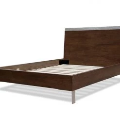 VIG Nova Domus Conner Modern Dark Walnut & Faux Concrete Bed Beds & Headboards