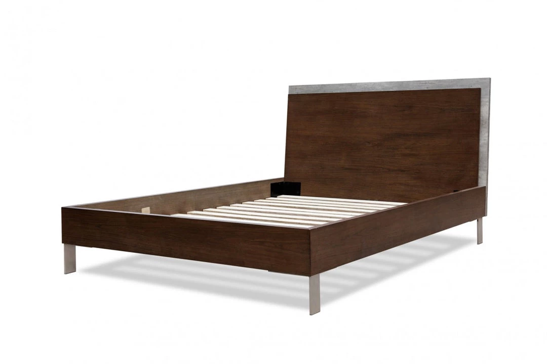 VIG Nova Domus Conner Modern Dark Walnut & Faux Concrete Bedroom Set Beds & Headboards
