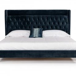 VIG Beds & Headboards Modrest Wales Modern Blue Fabric Bed